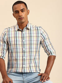 Being Human Slim Fit Opaque Pure Cotton Checked Casual Shirt