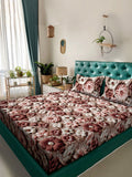 KLOTTHE Coklat Bunga 300TC King Superfine Cadar 7D & 2 Sarung Bantal-2.50mx2.25m