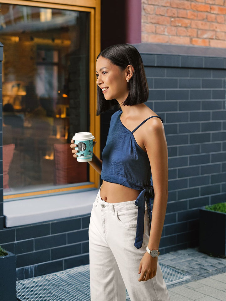 AND Satin Puff Sleeve Crop Top
