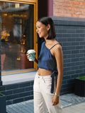 AND Satin Puff Sleeve Crop Top