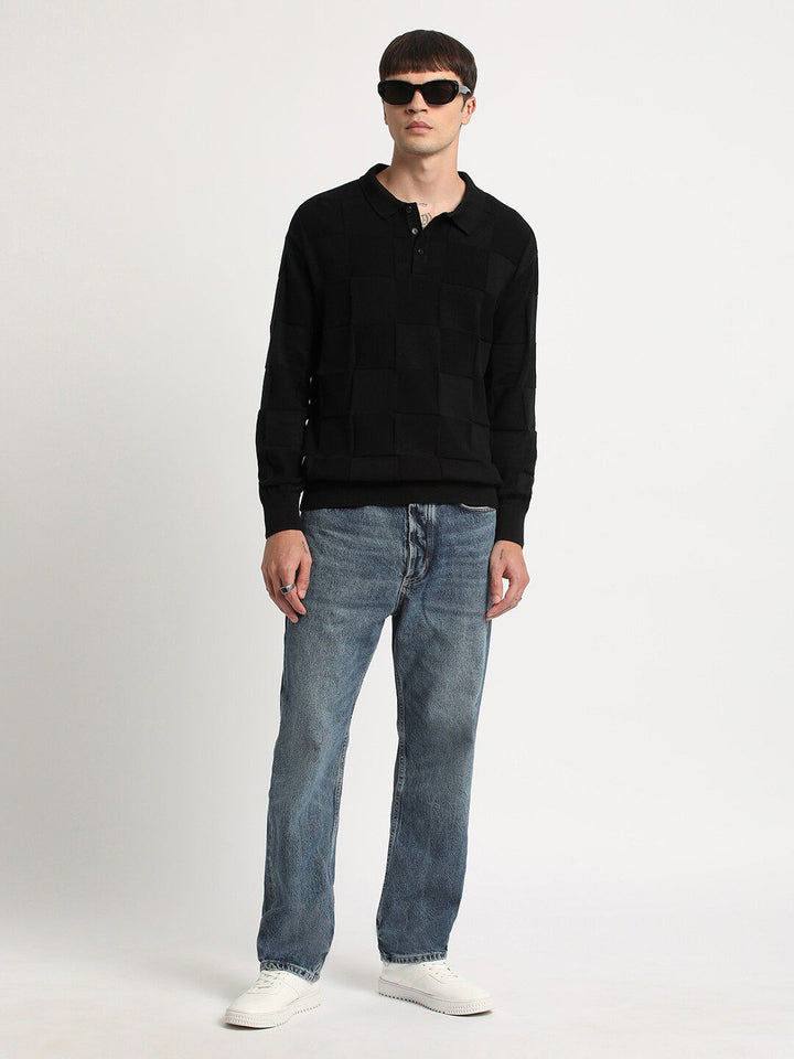 THE BEAR HOUSE Checked Polo Collar Pure Cotton T-shirt