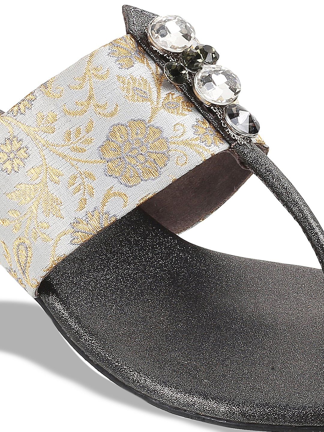 Metro Embellished T-Strap Block Heels
