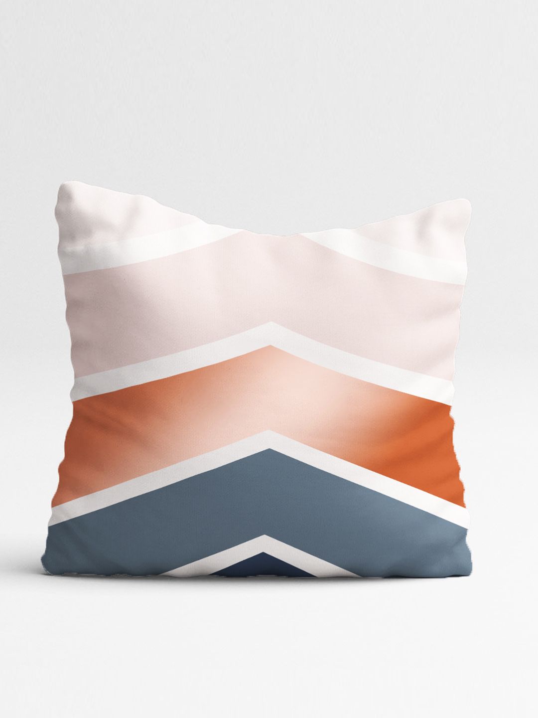 STITCHNEST Blue & Orange Set of 5 Geometric Square Cushion Covers