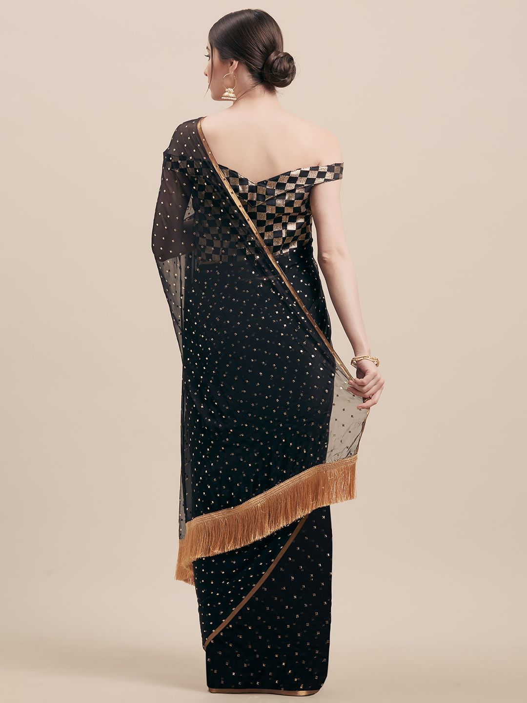 Tikhi Imli Black Embellished Poly Georgette Saree