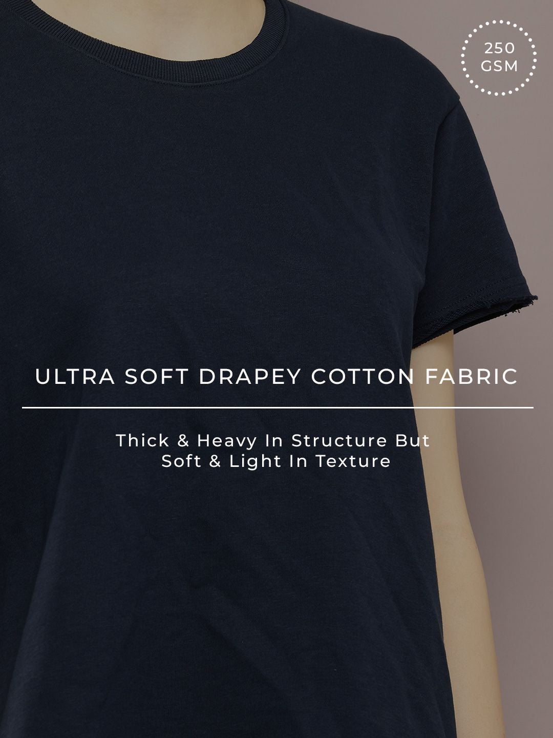 DILLINGER Women Ultra Soft Drapey Cotton Crew Neck Boxy T-Shirt