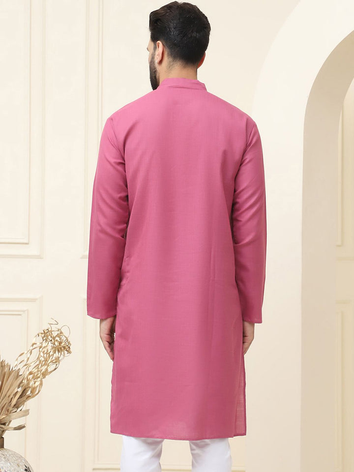 SOJANYA Pink Mandarin Collar Kurta