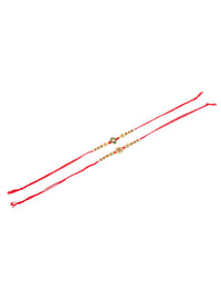 NVR Unisex Set of 2 Artificial Stones & Beads Thread Rakhi With Roli Chawal Chandan Mishri