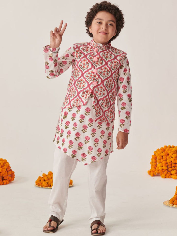 pspeaches Boys Floral Printed Regular Kurta with Pyjamas