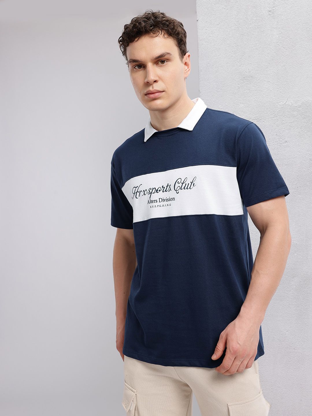 HRX by Hrithik Roshan Men Printed Striped Polo Collar T-shirt