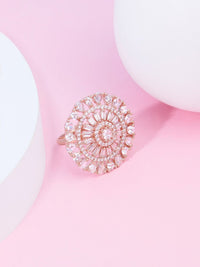 Cincin Jari Boleh Laras Zaveri Pearls Rose Saduran Emas CZ