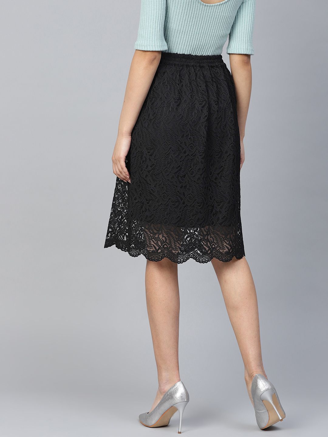 Athena Black Lace A-Line Skirt
