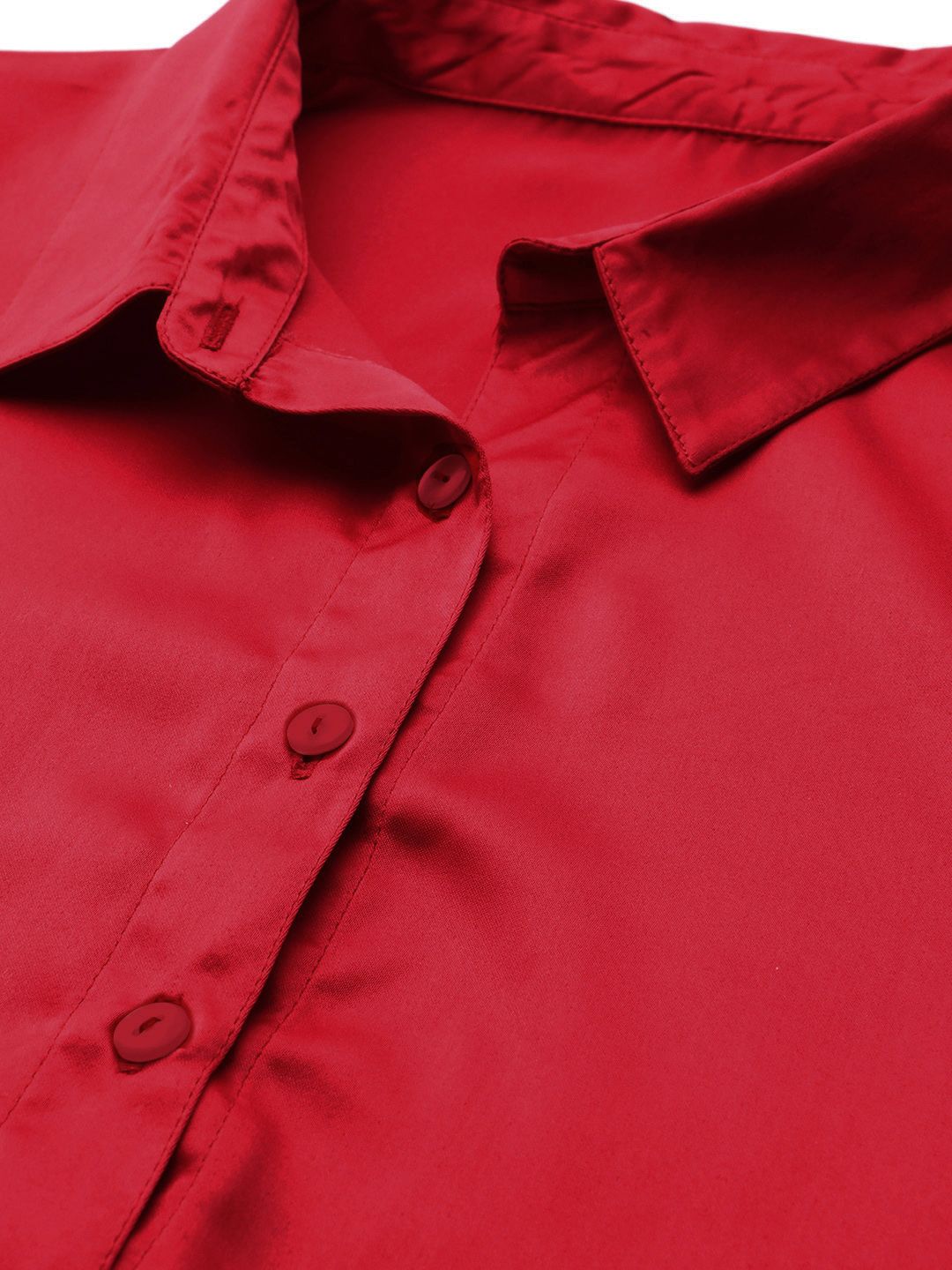 STREET 9 Red Shirt Style Crop Top