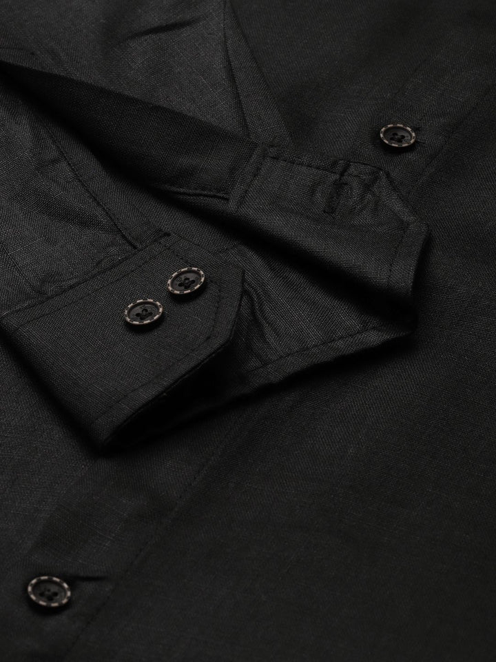 SOJANYA Lelaki Hitam Solid Kurta Asymmetric