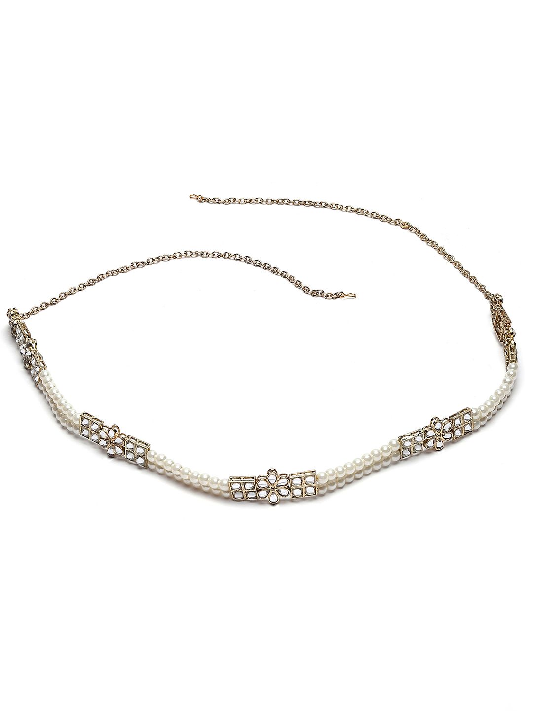 Karatcart emas berlapis emas Kundan-studded mutiara Kamarbandh