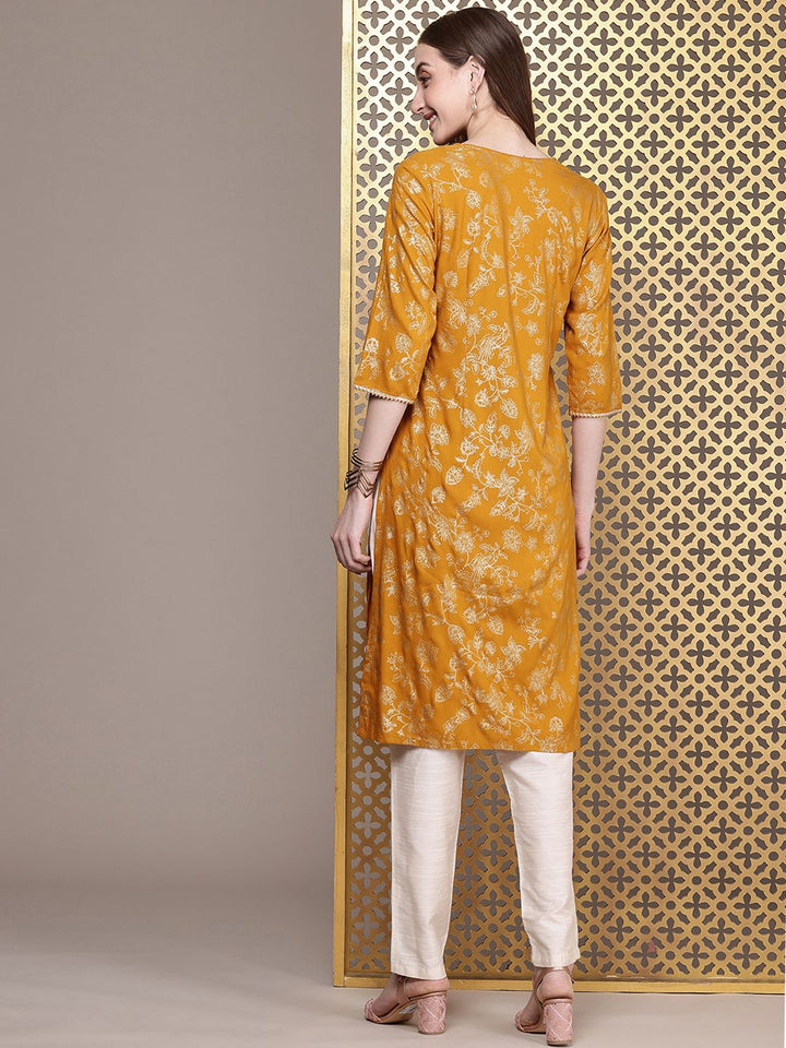 House of Pataudi Floral Printed Thread Work Detail Jashn Kurta