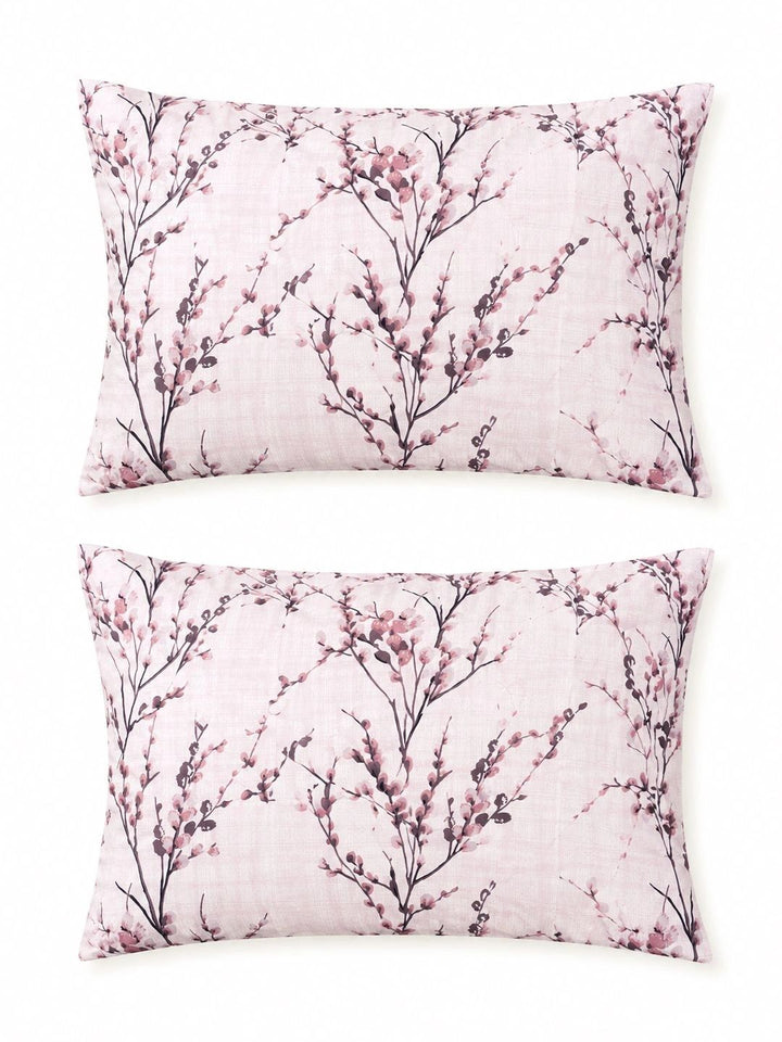KLOTTHE Floral 300 TC Cadar King Berwarna Krim dengan 2 Sarung Bantal