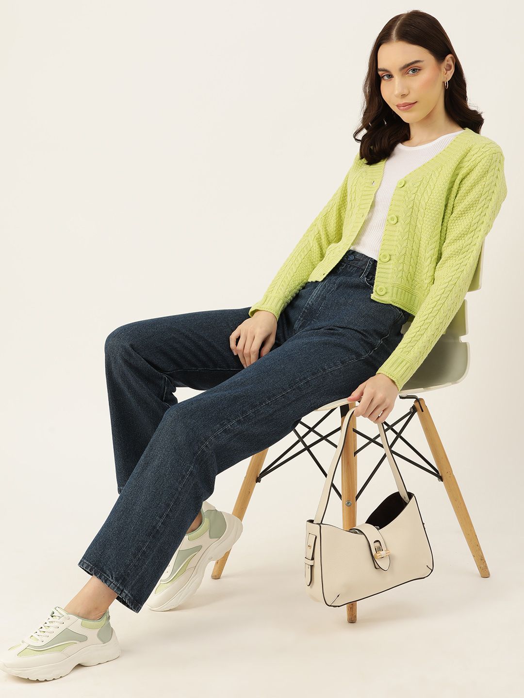 DressBerry Pure Acrylic Cable Knit Cardigan