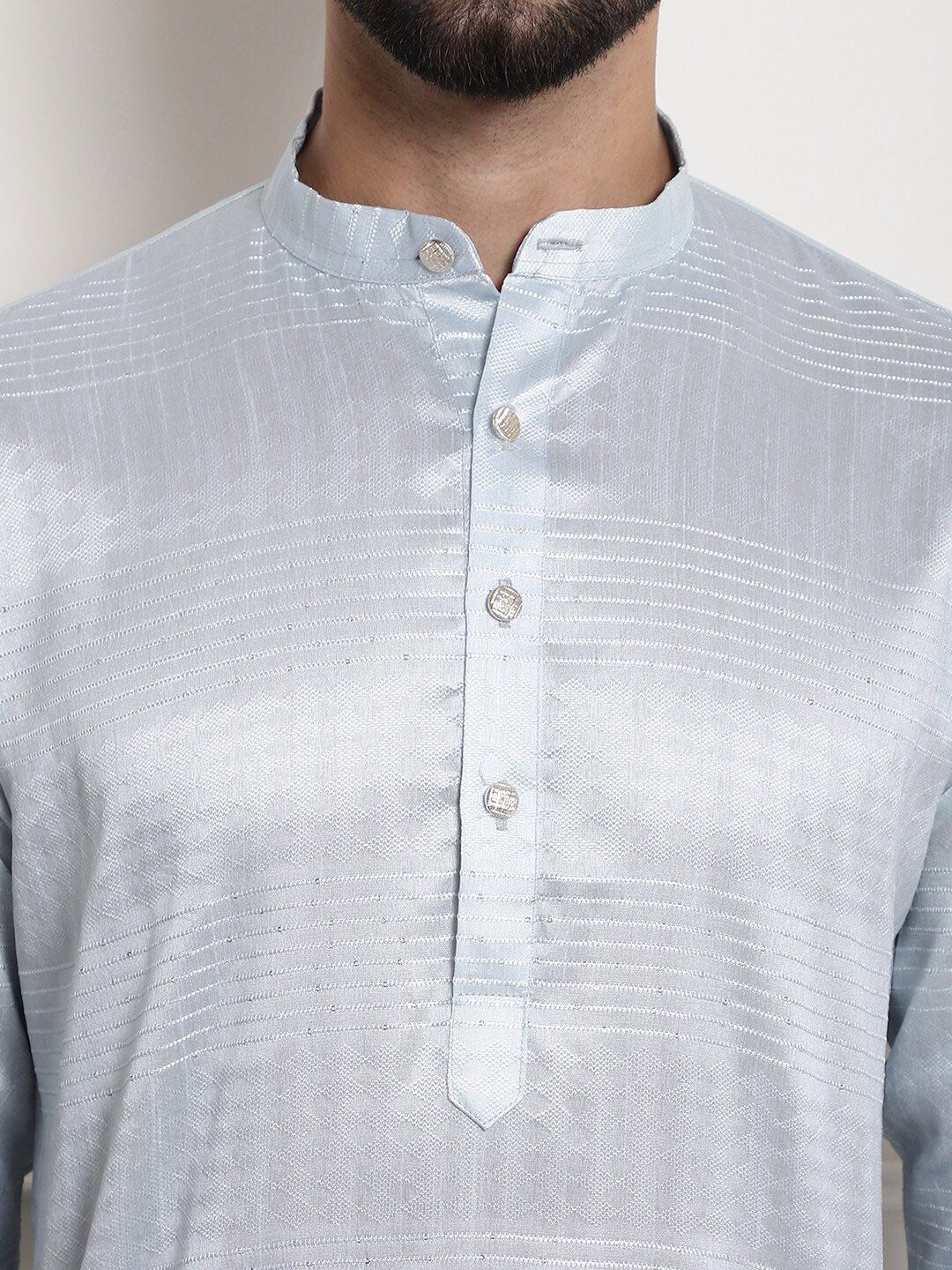 SOJANYA Rekaan Tenunan Kolar Mandarin Silk Cotton Kurta