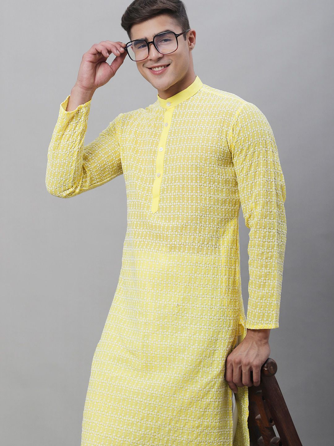 SOJANYA Kurta Kapas Tulen Sulaman Geometrik Dengan Piyama