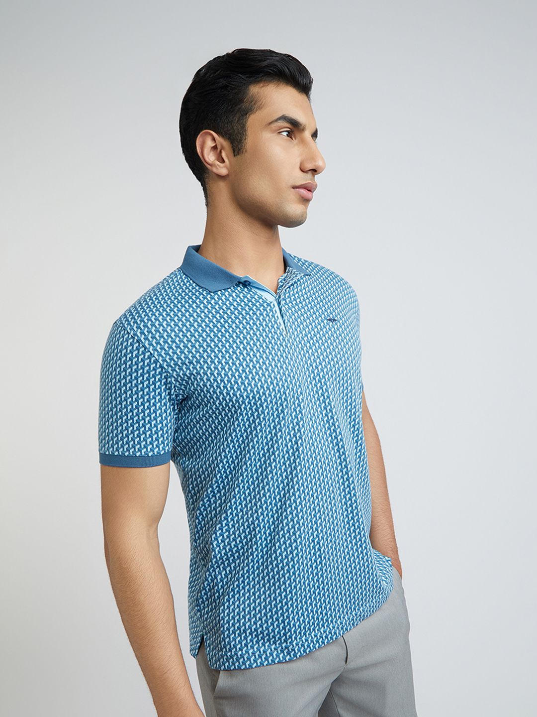 Park Avenue Men Printed Polo Collar Slim Fit T-shirt