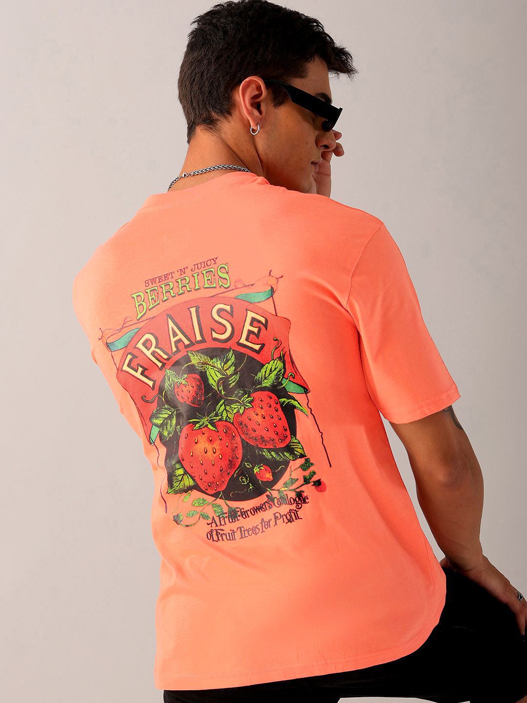The Indian Garage Co Men Back Printed Boxy Oversized Round Neck T-shirt