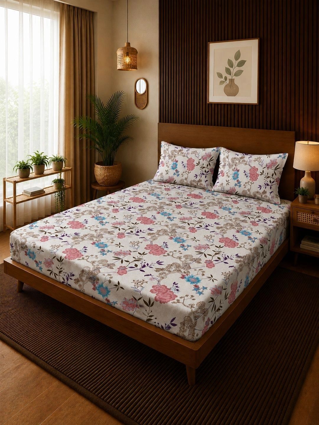 Moda Rapido X KLOTTHE Berwarna Bunga 300 TC Cadar King dengan 2 Sarung Bantal