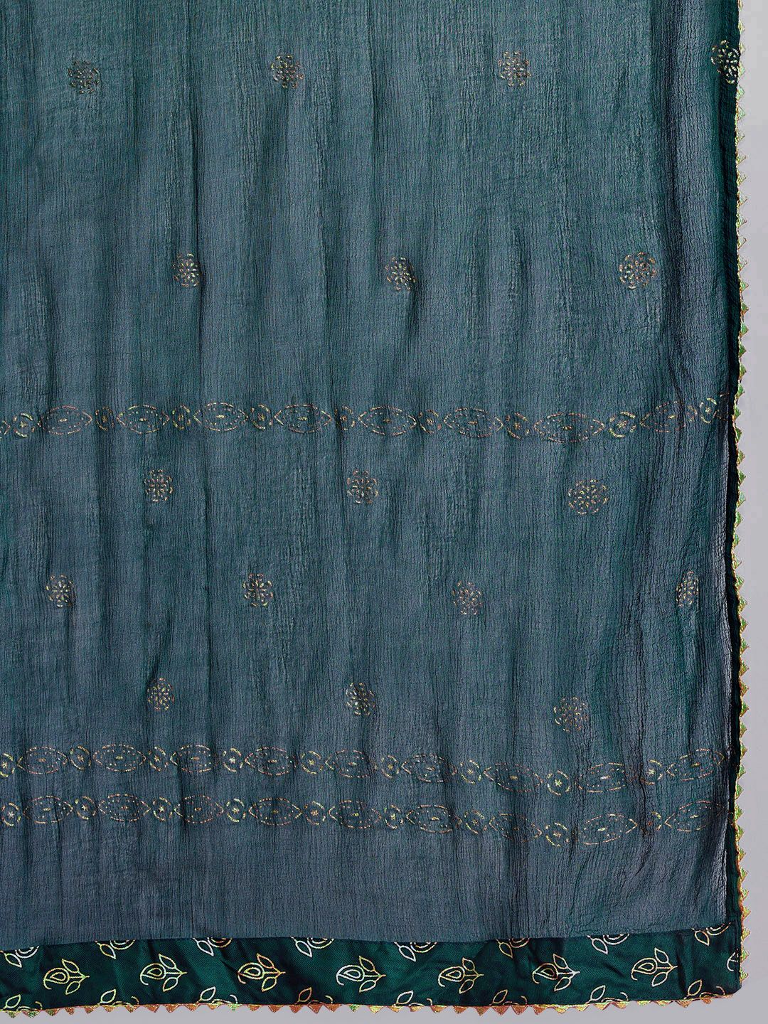 Anouk Ethnic Printed Yoke Embroidered Layered Kurta with Dupatta