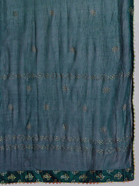 Anouk Ethnic Printed Yoke Embroidered Layered Kurta with Dupatta