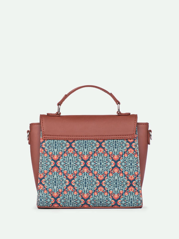 ZOUK Kolkata Nouveau Ethnic Motifs Printed Structured Handheld Bag