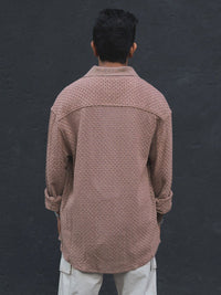 Powerlook Semi Sheer Self Design India Slim Fit Pure Cotton Oversized Crochet Shirt