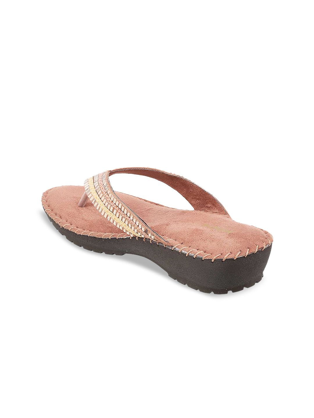 Mochi Women Mauve Embellished Open Toe Flats
