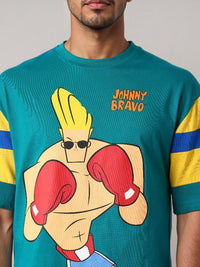 The Indian Garage Co Men Johnny Bravo Graphic Printed Round Neck Cotton Oversized T-shirt