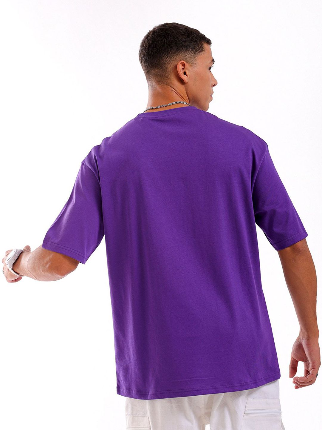 The Indian Garage Co Pure Cotton Typography Printed Boxy Oversized Round Neck T-shirt