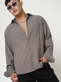 VASTRADO Men Classic Fit Spread Collar Textured Casual Shirt