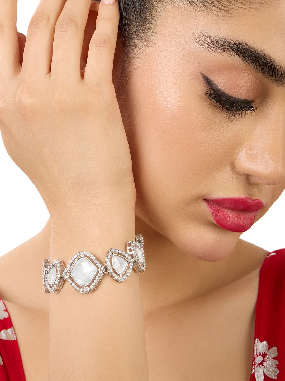 Set Mutiara Zaveri 2 Gelang Lilit Berlian Austria Bersalut Perak