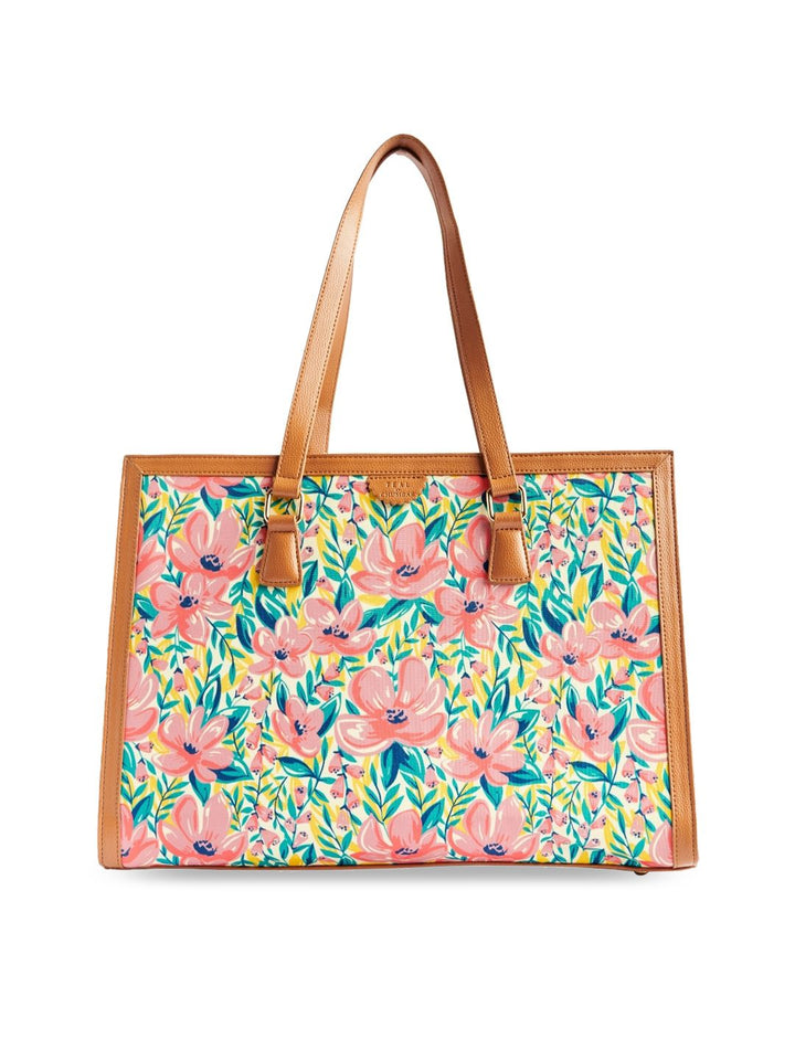 TEAL BY CHUMBAK Floral Printed Oversized Shopper Shoulder Bag