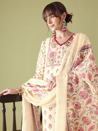 Anouk Indie Floral Print Kurta with Trousers & With Dupatta