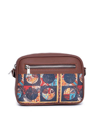 ZOUK Black & Orange African Art Woven Design Handcrafted Vegan Leather Sustainable Sling Bag