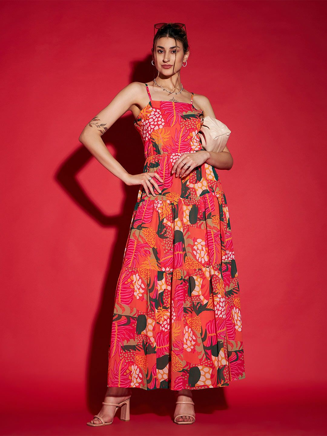 SASSAFRAS Floral Print Maxi Dress