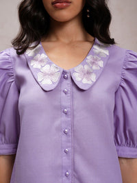 Tokyo Talkies Club Collar Puff Sleeves Casual Shirt