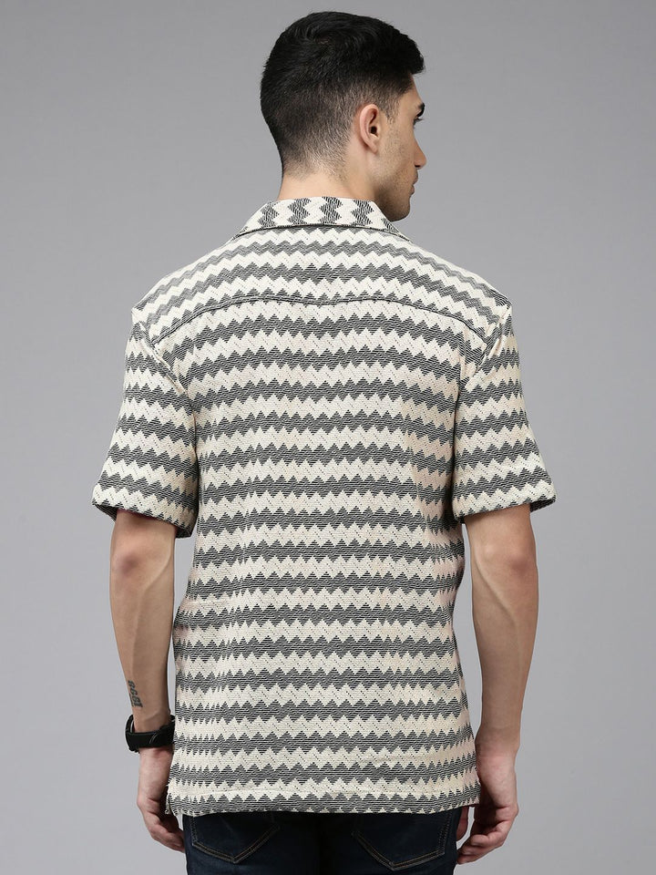 SPYKAR Self Design Textured Knitted Cuban Collar Relaxed Fit Casual  Shirt