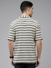 SPYKAR Self Design Textured Knitted Cuban Collar Relaxed Fit Casual  Shirt