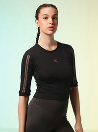 HRX by Hrithik Roshan ACTIVE-GODDESS Slim Fit Rapid Dry Training Crop T-shirt