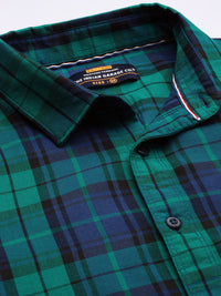 The Indian Garage Co Men Blue & Green Comfort Fit Checked Casual Shirt