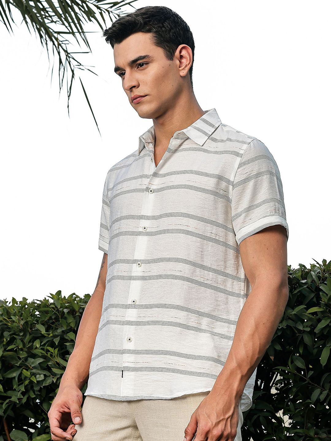 Thomas Scott Men Premium Slim Fit Striped Casual Shirt