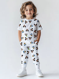 Nauti Nati Boys Printed Short Sleeves Pure Cotton T-shirt With Joggers
