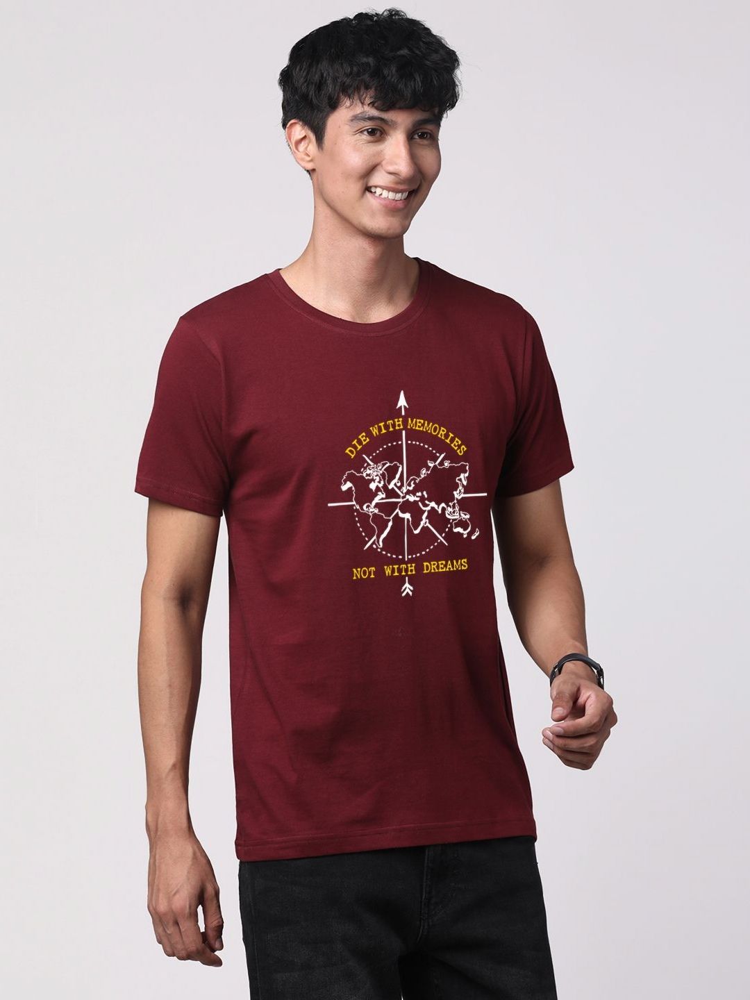ADRO Pack of 3 Printed Round Neck Cotton T-shirt