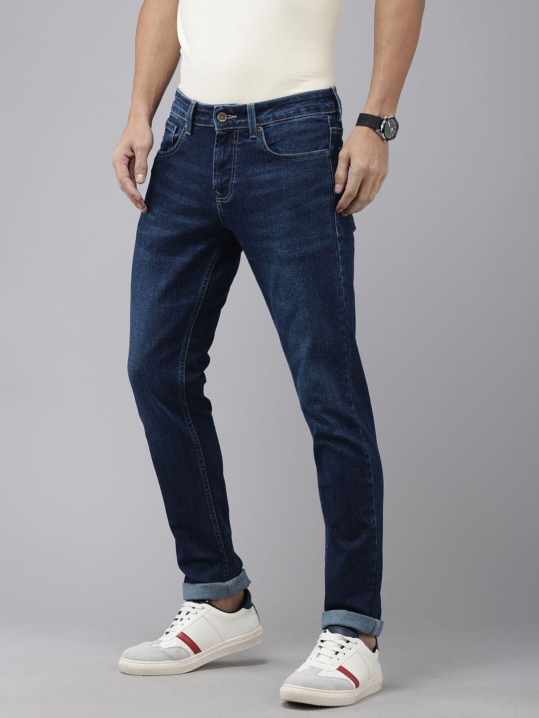 SPYKAR Men Skinny Slim Fit Low-Rise Heavy Fade Stretchable Jeans