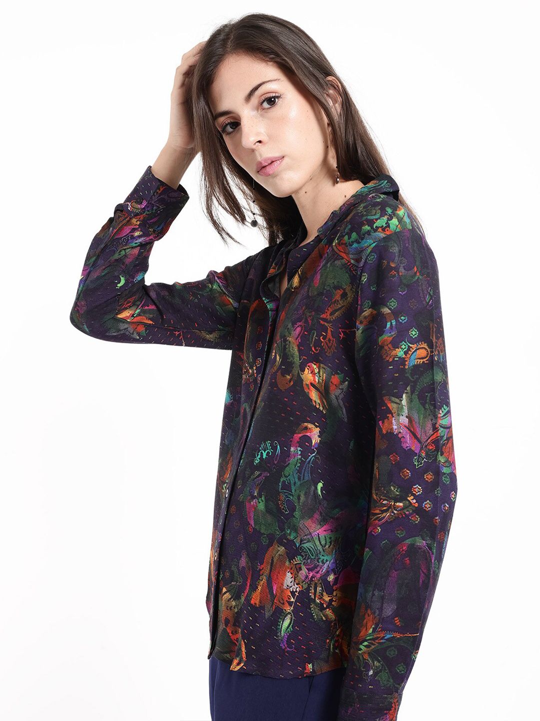 RAREISM Floral Print Cotton Styled Back Top