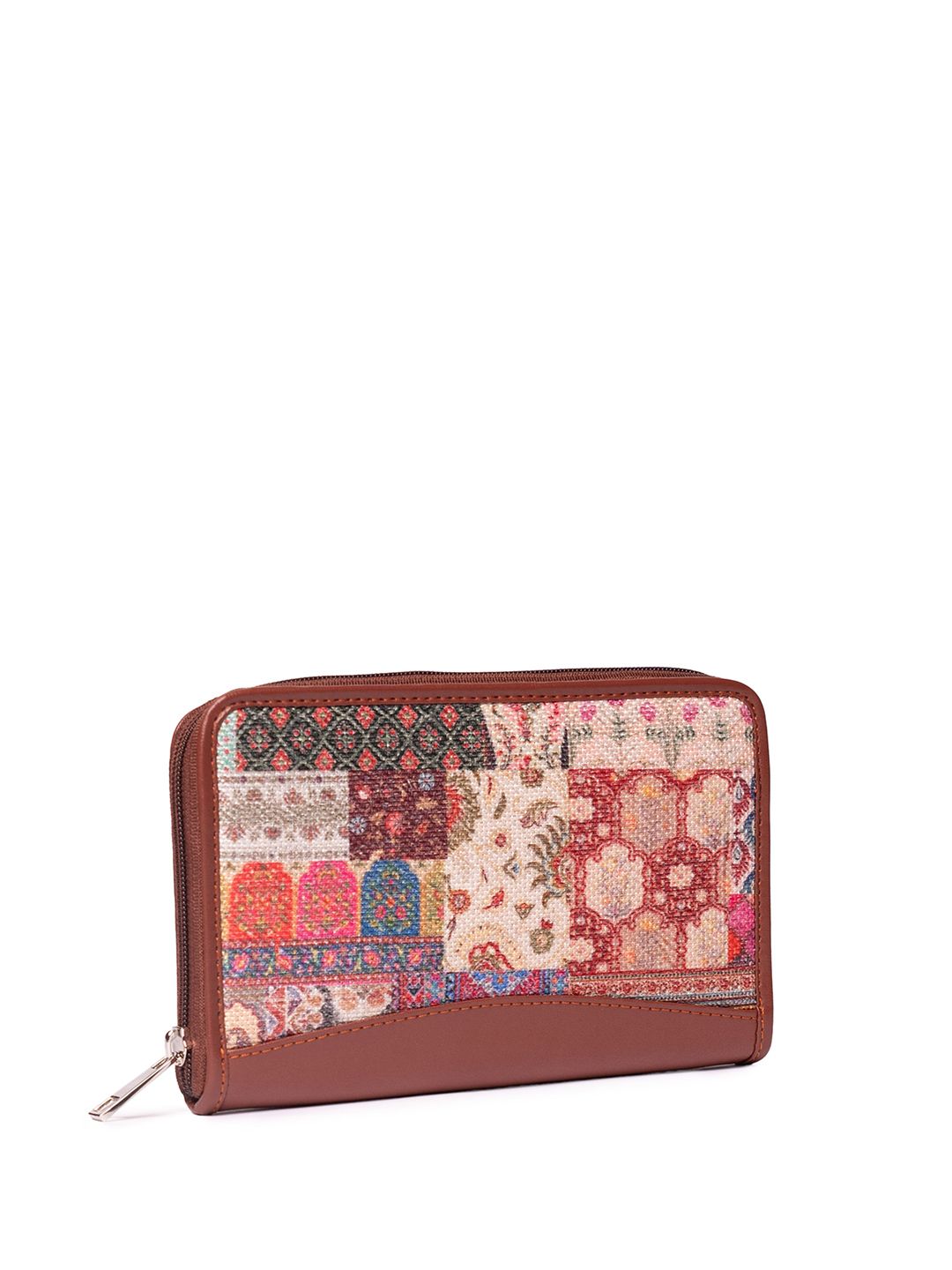 ZOUK Women Kutch Gamthi Classic Ethnic motifs Printed Fabric Zip Around Wallet